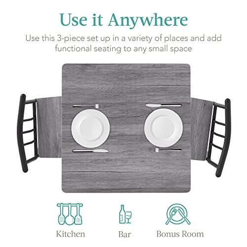 Best Choice Products 3-Piece Dining Set Modern Dining Table Set, Metal And Wood Square Dining Table For Kitchen, Dining Room, Dinette, Breakfast Nook W/ 2 Chairs - Gray #TOP3