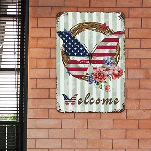 American Flag Butterfly Metal Sign Independence Day Metal Sign Memorial Day 4Th Of July Patriotic Decor Vintage Metal Rustic Wall Art Decor For Home Man Cave Bars Cafes Gift For Us Veteran,Soldie #TOP3