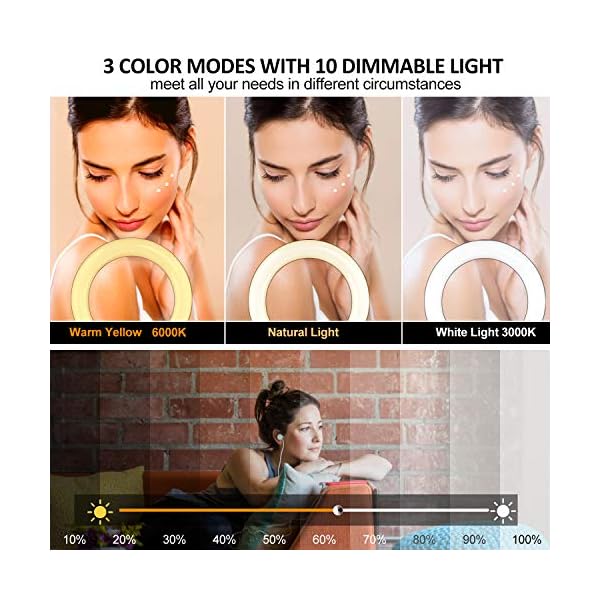 Ringlicht mit Stativ-Ständer und Handy-Halter, Megoal Selfie-Ringlicht 8 Zoll dimmbar LED-Kreis Halo Ringlicht für Live… – Bild 3