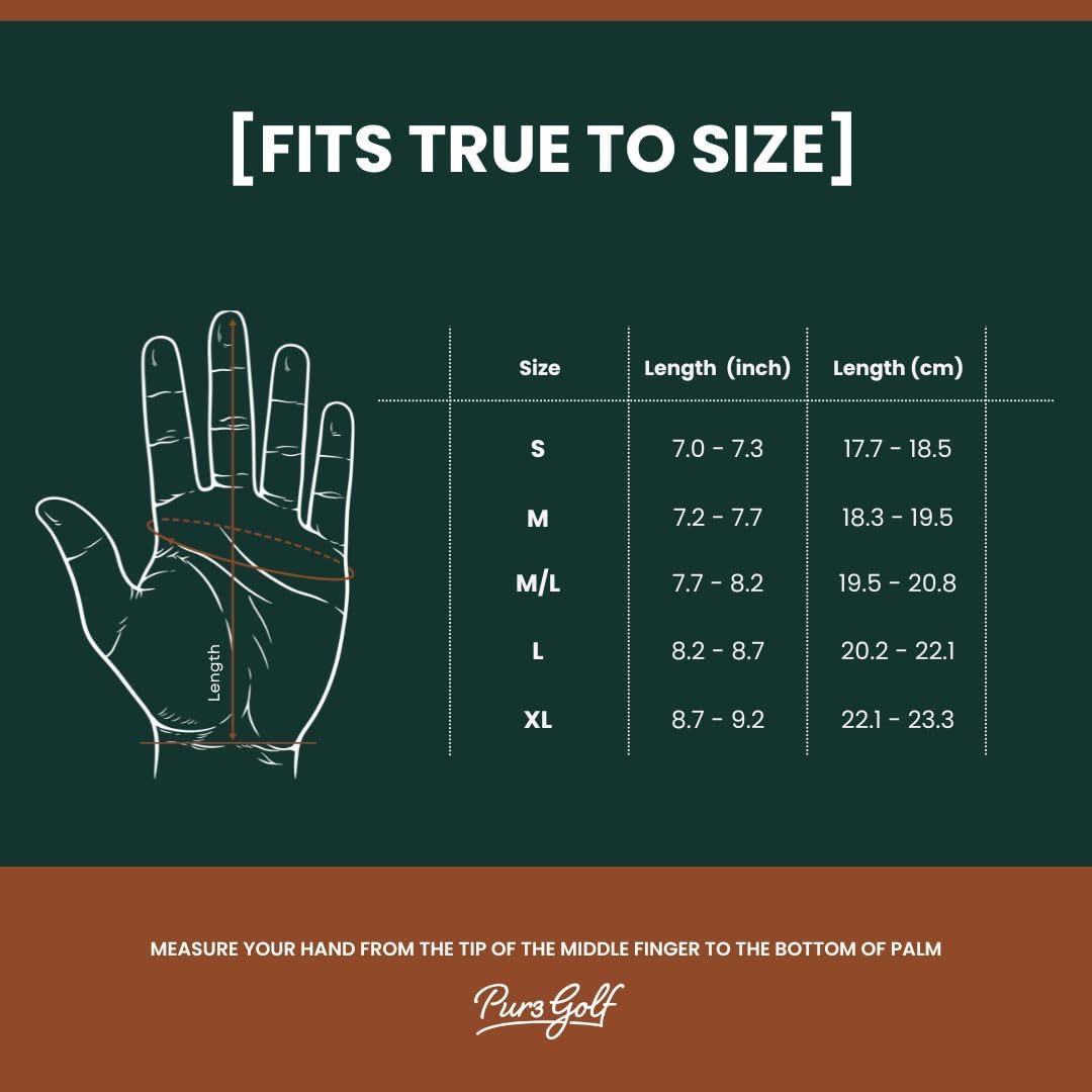 PUR3 Cabretta Leather Golf Gloves Men | 2 Pack Heritage Collection | Includes Ball Marker | Golf Glove Men Left Hand and Right Hand - Image 8