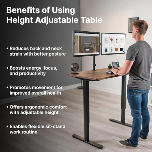 Image of pTron EaseMate Table E1 Electric Height Adjustable Desk, 3 Memory Presets, Child, Ergonomic Sit-Stand Desk for Home Office /Studies, Strong Steel Frame, Engineered Wood, Digital Display(Wooden & Black)