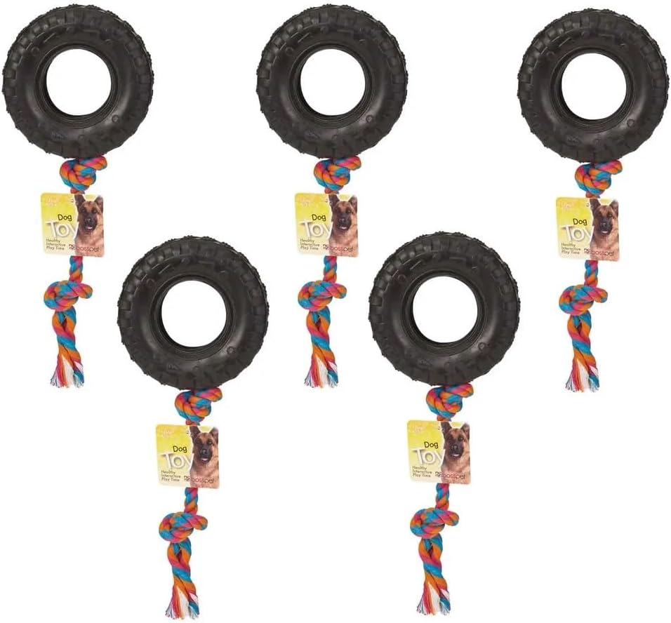 MPP Dog Fetch Aggressive Chewer Toy Rubber and Rope Durable Versatile Tug of War (3 Toys)