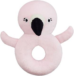 Doindute Baby Flamingo Soft Rattle Toy, Flamingo Plush Infant Shaker Rattle Easy-Grasp Stuffed Animal Toy, Birthday Gifts for Babies Toddlers Boys Girls, Ages Newborn +,Pink, 5