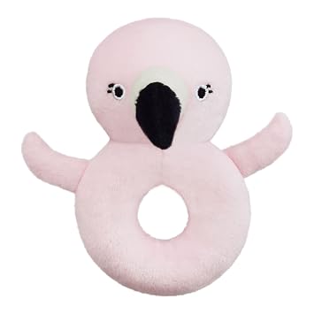 Baby Flamingo Soft Rattle Toy, Flamingo Plush Infant Shaker Rattle Easy-Grasp Stuffed Animal Toy, Gifts for Newborns Babies Toddlers Boys Girls, Pink, 5 Inches