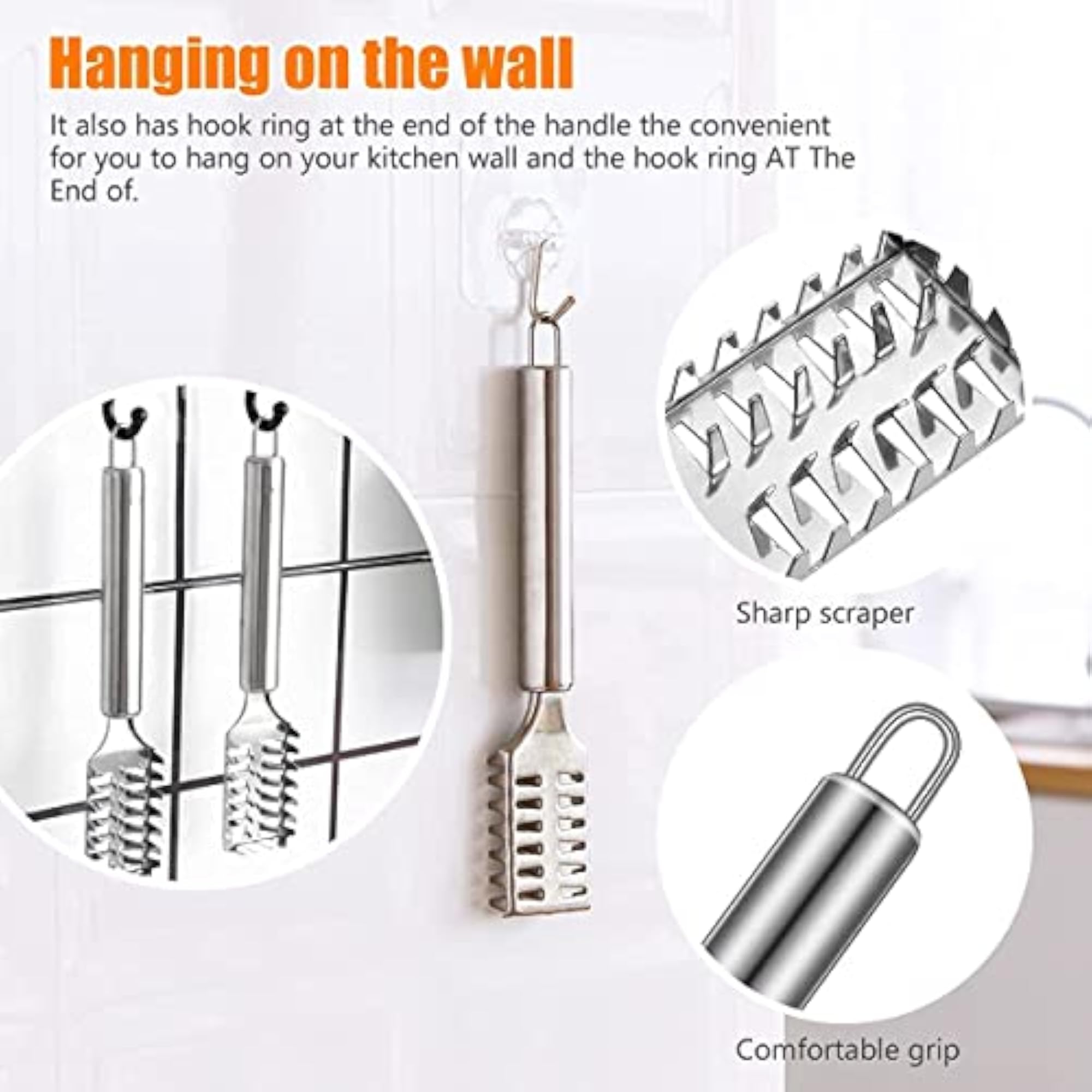 Kitchen Fish Scale Scraper Remover Tool, Stainless Steel