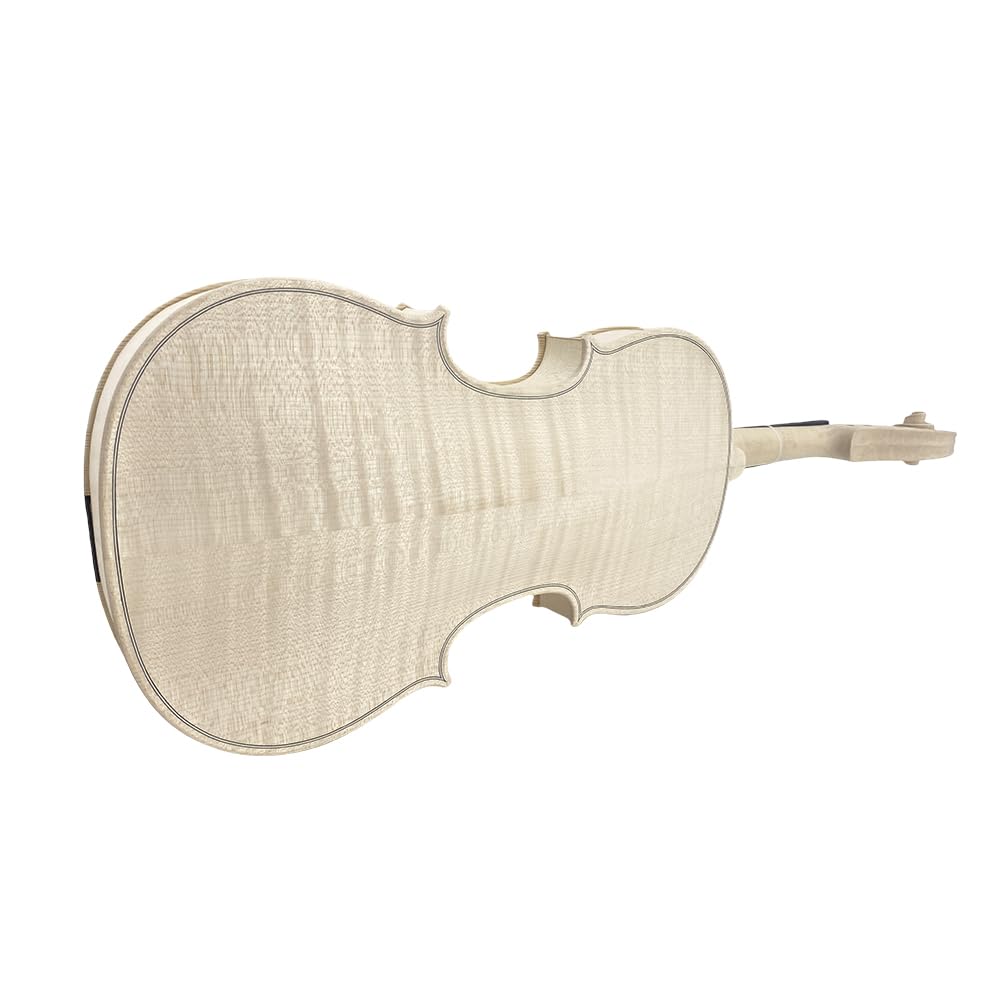 Violino Realizzato a Mano Senza Vernice - Taglia 4/4, Fondo Fiammato a Due Pezzi & Superficie in Abete, Legno Essiccato all'Aria, Fatto da Maestro Liutaio, Violino Bianco per Montaggio (Grano
