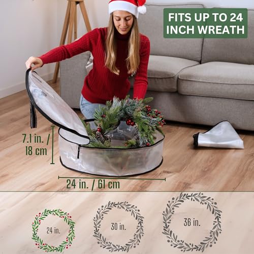 image for VENO 4 Pack Spring Wreath Storage Container, 24 Inch Clear Wreath Bag,