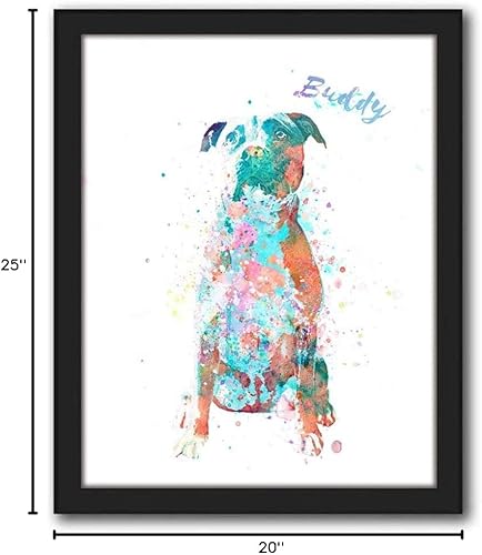 Vista 147 de Regalo personalizado para perros y amantes de los perros. Estilo acuarela. (lienzo enmarcado de 20 x 25 pulgadas, Golden Retriever)