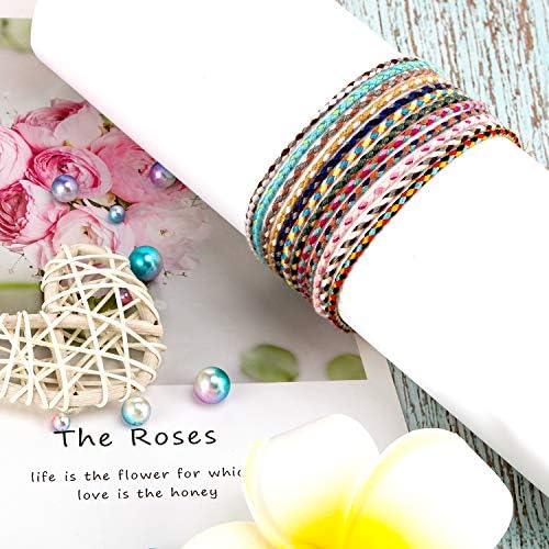 12 Pieces Friendship Bracelets for Women Girls, Boys Handmade String Wrap Bracelets Braided Wrap Multicolor Woven Thin Strings