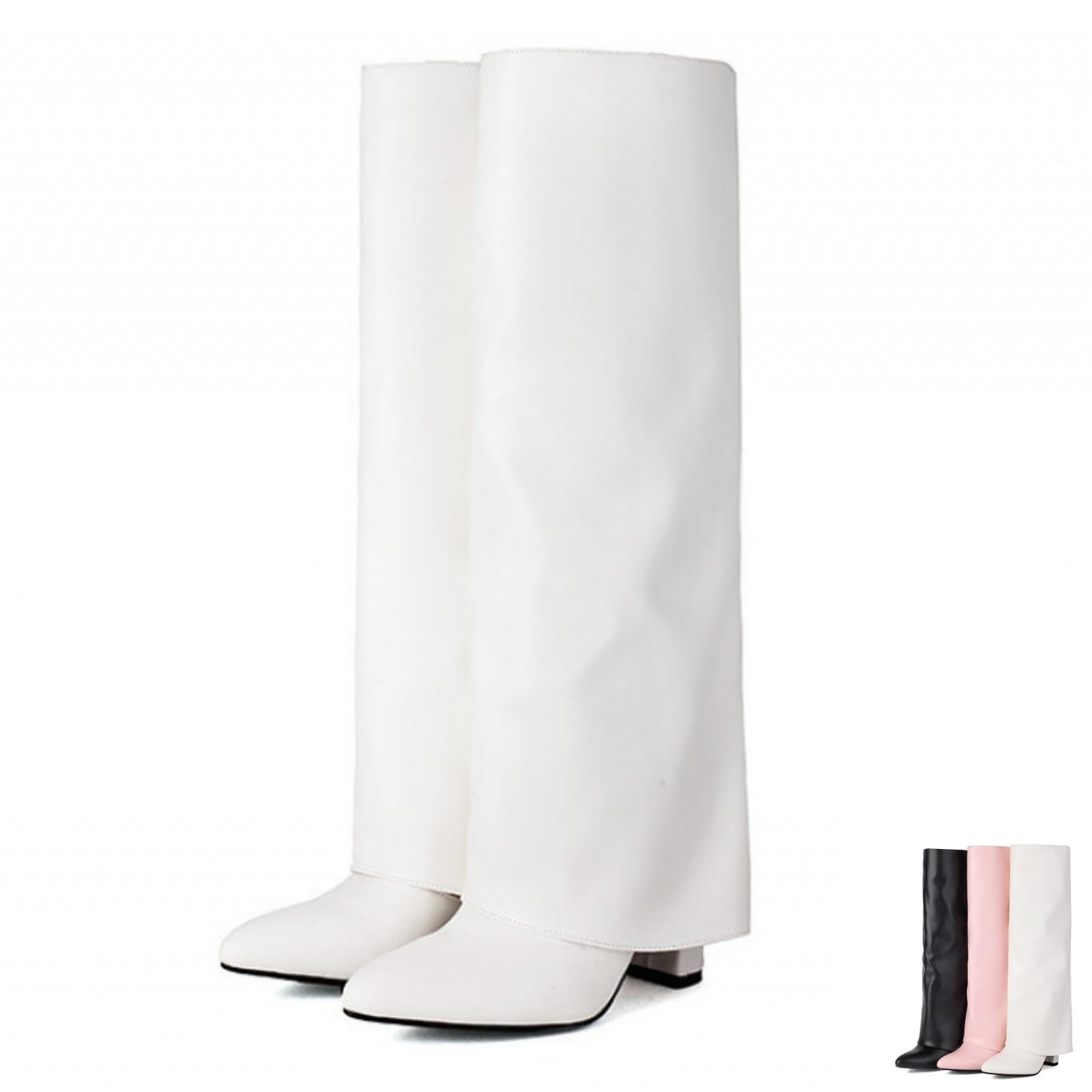 Botas altas hasta la rodilla para mujer, botas holgadas plegables