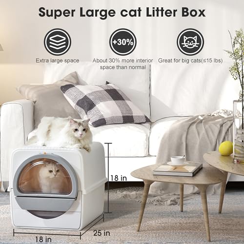 Arenero Autolimpiante para Gatos Grande Blanco y Gris miniatura 5