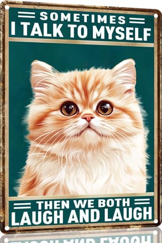 IsegMind Retro Persian Cat Metal Tin Sign Sometimes I Talk