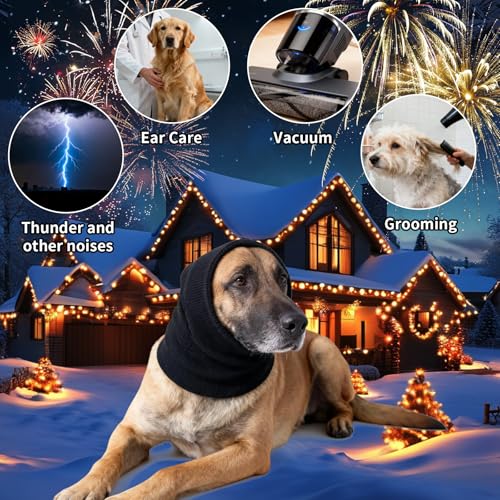 3Pack Dog Calming Hoodie for Small to Large Dogs High Elastic Pet Anxiety Relief Ear Wrap Cat Calming Collar Noise Reduce Protection for Fireworks,Thunder,Force Drying (Small+Medium+Large) (Black) by SLSON - Image 7