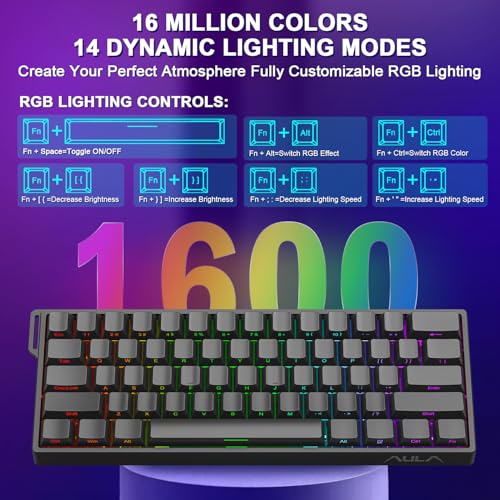 Image of Aula WIN60 HE 60% Mechanical Keyboard Wired, Hall Effect Gaming Keyboard Magnetic Switch Hot Swappable, Adjustable Actuation Rapid Trigger Mode 8000Hz Polling Rate, RGB Keyboard 60 Percent Design