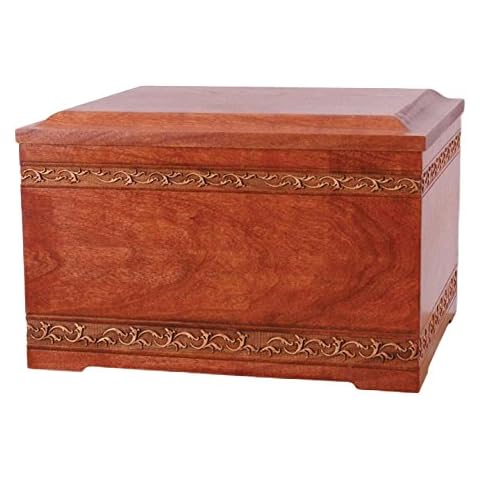 Wood Cremation Urn - Cherry Sculpted Companion Cover