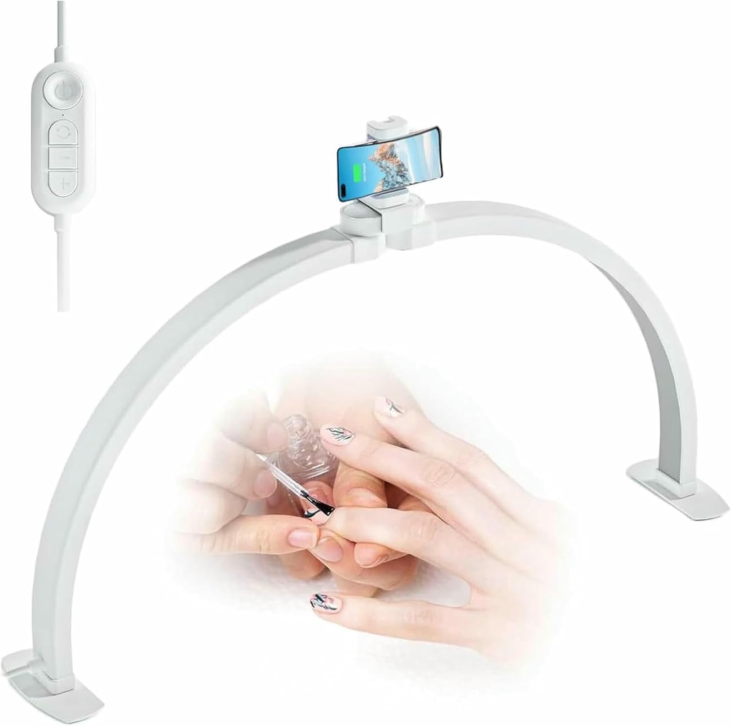 Foldable LED Half Moon Light for Nail Desk -Arch Nail Tech Table Lamp for Beauty Care, Lash.