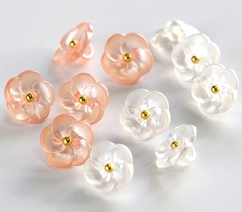 Miniatura 8 de Botones de flores para coser 1532 pulgadas (0.453 in) blusa translúcida botón artesanía scrapbooking color blanco paquete de 30 unidades