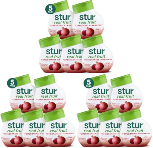 Image of Stur Liquid Water Enhancer | Pomegranate Cranberry | Naturally Sweetened | High in Vitamin C & Antioxidants | Sugar Free | Zero Calories | Keto | Vegan | 5 Bottles, Makes 120 Drinks (Pack of 3)
