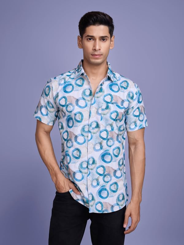Image of Pinkmint Stylish Shirt for Men ll Printed Half Sleeve Shirt's ll Regular Fit Chest Pocket Shirt