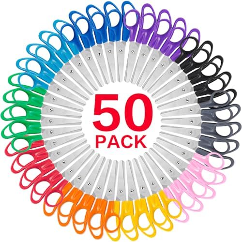 Toidgy 50 Pack Kids Scissors, 5 Inch Scissors Bulk for School, Blunt Tip Scissors for Kids Student Teacher,Kids Safety Scissor for Preschool Classroom Office Home,School Supplies Craft Cutting Paper Toidgy 50 Pack Kids Scissors, 5 Inch Scissors Bulk for School, Blunt Tip Scissors for Kids Student Teacher,Kids Safety Scissor for Preschool Classroom Office Home,School Supplies Craft Cutting Paper