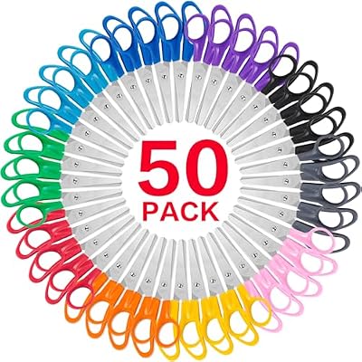Toidgy 50 Pack Kids Scissors, 5 Inch Scissors Bulk for School, Blunt Tip Scissors for Kids Student Teacher,Kids Safety Scissor for Preschool Classroom Office Home,School Supplies Craft Cutting Paper