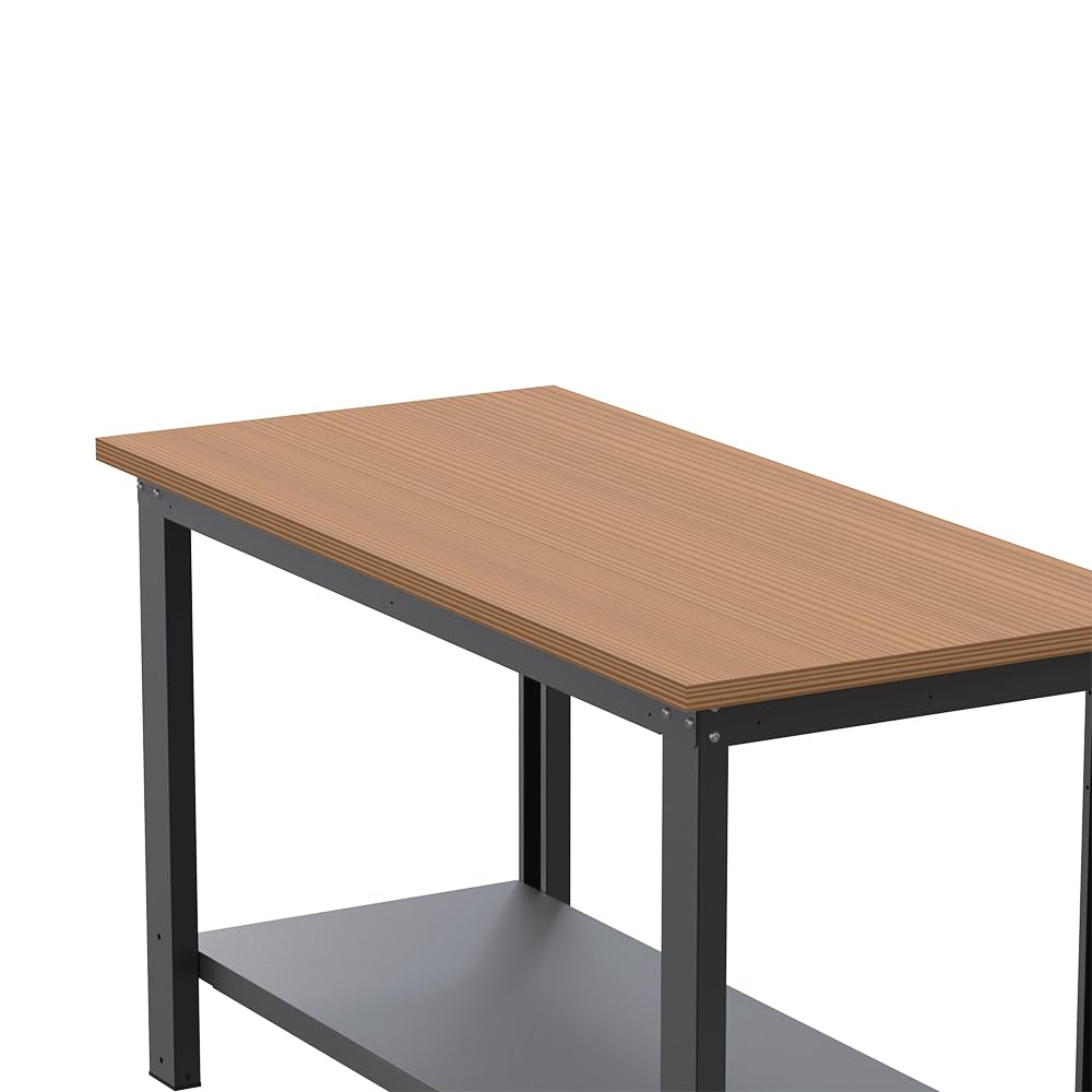 SOGI X3N_100L Banco da Lavoro - 1.5 m - Piano in Legno Multistrato di Faggio - Struttura in Lamiera di Acciaio Verniciato - Grigio Antracite RAL 7016