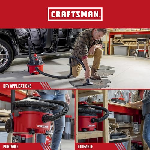 CRAFTSMAN CMXEVBE17040 4 Gallon 5.0 Peak HP Wet Dry Vac, Portable Shop Vacuum Wet and Dry with Filter, Hose and Attachments for Home and Automotive Cleaning by CRAFTSMAN - Image 4