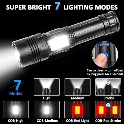 Image of High Power Rechargeable Torch Light, 2-in-1 Super Bright LED Flashlight & Emergency Lamp for Home, Camping & Power Outage