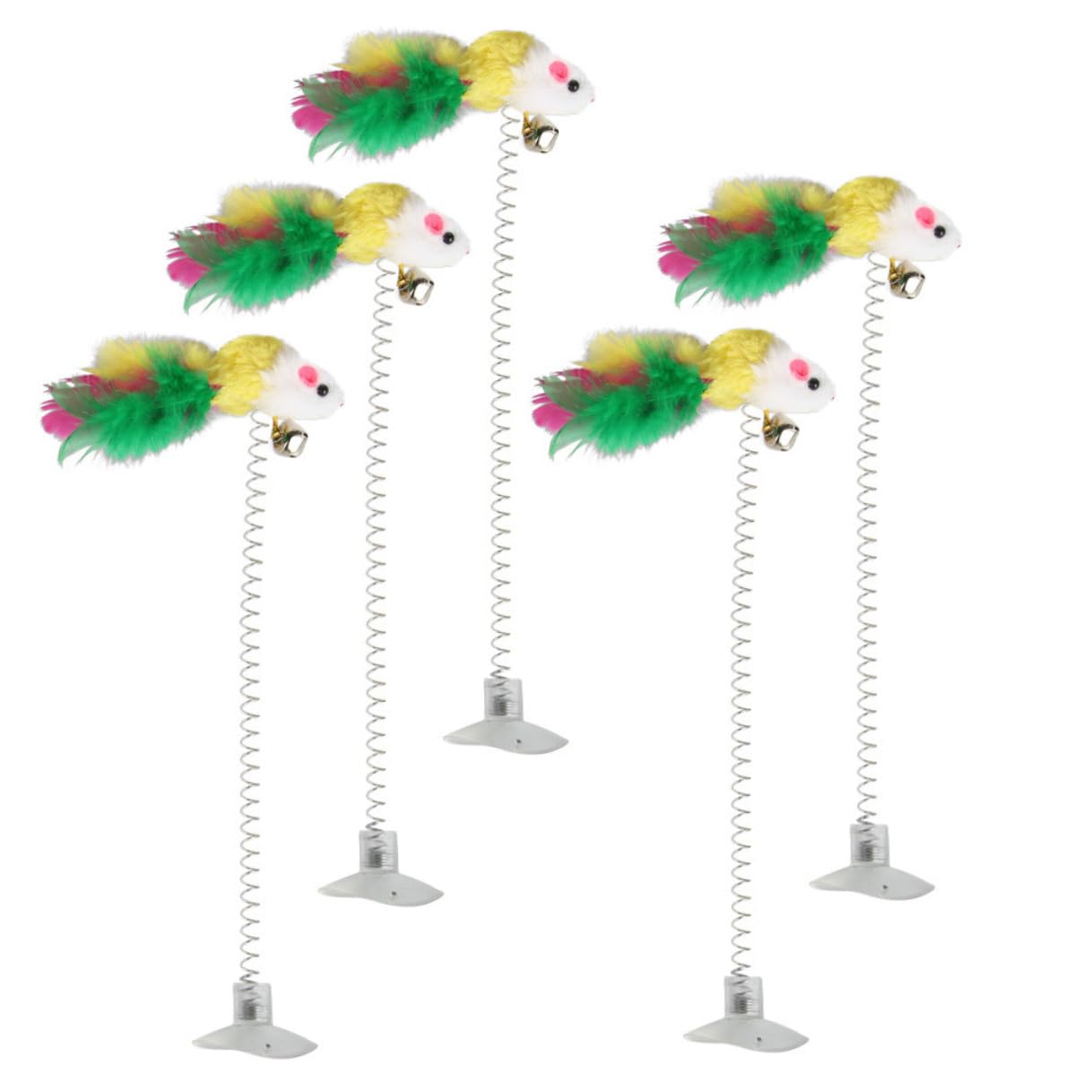 Juguete para gatos de ratón interactivo WOONEKY con resorte para jugar y entrenamiento de peluche