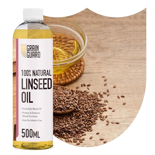 GRAIN GUARD Raw Linseed Oil for Wood | 500ml | 100% Pure & Natural | Food-Safe Wood Oil | Protect & Enhance Wood Furniture | Perfect for Sealing & Preserving Natural Wood Beauty | Interior Use