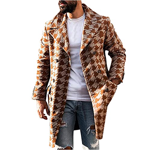 Ymosrh Jackets for Men Men's British Style Solid Color Long Coat Fashionable Warm Woolen Overcoat Mens Coats Fashion