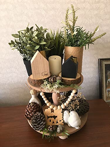 Unroofed&Sky Wood House Taper Candle Holder Set Of 2 - Farmhouse Tiered Tray Decor Items, Plant Propagation Station, Test Tube Vase, Wooden Candlestick Holders, Bohemian Scandinavian Rustic Home Decor #TOP3