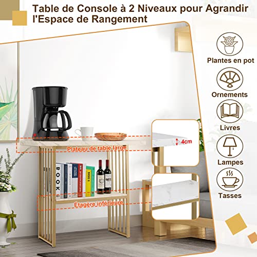 Console scandinave 2 niveaux faux marbre 120 cm COSTWAY