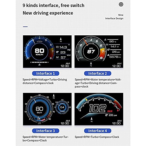 Four different display interfaces of the HUD device