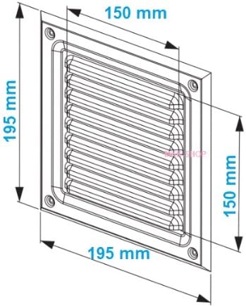 Stainless Steel Air Vent Grille 195mm x 195mm with Fly Screen / Mesh / Net Metal Ventilation Cover 8" x 8 inch MTA8N - Image 4