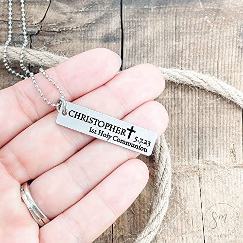 Personalized Boys First Communion Pendant Necklace For Boys First Communion Necklace First Communion Gift Cross Religious Necklace COMMUNION-BOYS