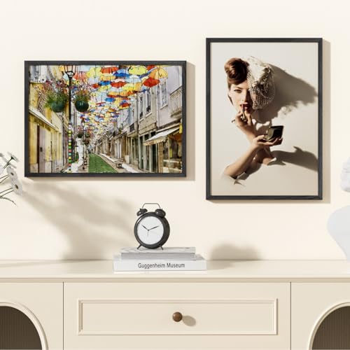 Image of 14x20 Picture Frame Oak Wood,14 inchx20 inchBlack Color Wooden Frames with Tempered Glass,20x14 inch Wall Gallery Poster Frame with No Mat,14 by 20 Frames Horizontal and Vertical for Wall Mounting