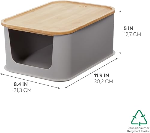 Miniatura 2 de iDesign - Contenedor de plástico reciclado de 11.9 pulgadas con asa y tapa de bambú, sin BPA, marsopa