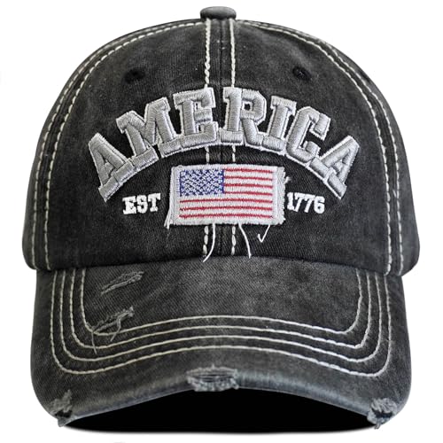 LELVK American Flag Patriotic Baseball Cap | Embroidered USA Flag Cotton Adjustable Hat for Men & Women