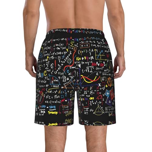 Math Formula Print Men's Quick Dry Swim Board Shorts, Summer Beach Trunks Bathing Suits with Pocket3