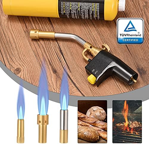 HUKOER MAPP Propane Torch Brazing Soldering Barbecue Torch High Intensity Trigger Start Torch Interface CGA 600, Gas Cylinders not Included