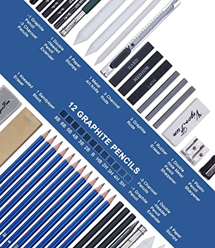 Image of Professional Drawing Pencils and Sketching Kit for Artist (33)