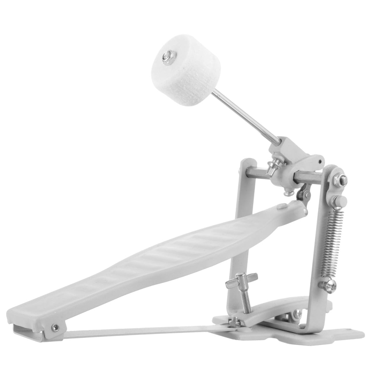 VANZACK Pedale Singolo Grancassa Professionale per Batteria Acustica ed Elettronica Martello Incluso Accessorio di Precisione in Metallo Argento