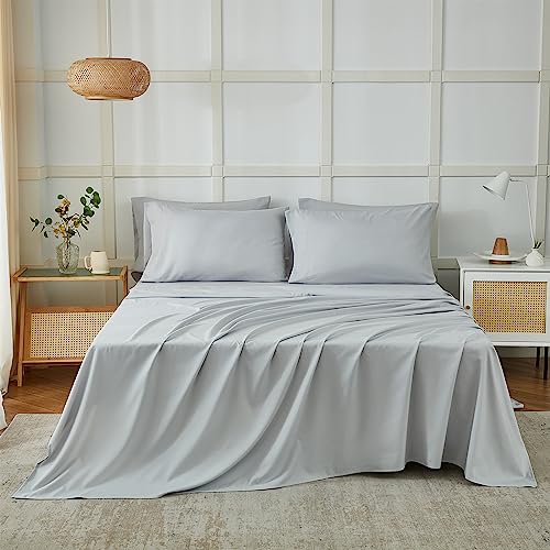 Image of ILAVANDE Queen Sheets Set 6 Piece,Hotel Luxury Super Soft 1800 Series Microfiber Queen Bed Sheets Set-Wrinkle Free & Breathable-14 Deep Pocket Sheets for Queen Size Bed(Queen,Light Grey)