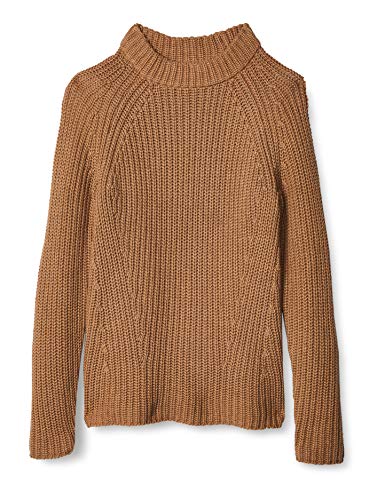 Amazon Brand - Goodthreads Women s Relaxed Fit Cotton Shaker Stitch Mock Neck Sweater, Camel Heather , Large