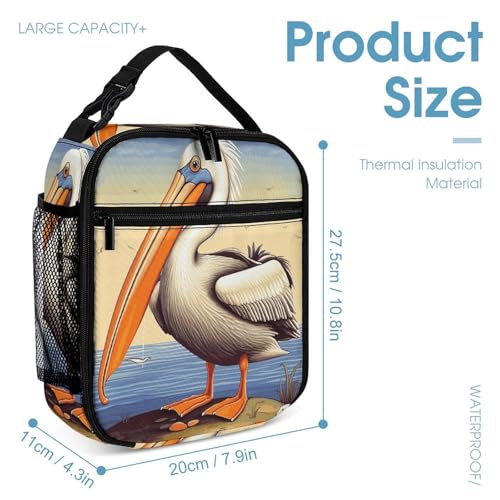 Pelican Birds Printed Backpack With Lunch Pack Storage Box Case 3pcs Lightweight Travel Backpack4