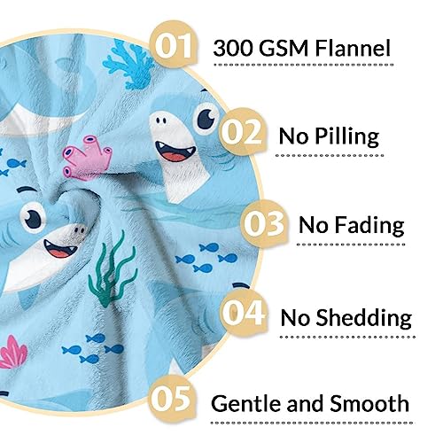 Shark Blanket Gifts - 60"x80" Cute Throw Blanket for Kids & Adults - Blue Soft Fuzzy Blankets for Bed, Couch & Living Room