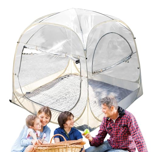 Eisangelzelt, wetterfest, 180 × 180 × 165 cm, transparente Zelte für draußen, kleine Zelte für draußen, Campingzelt, Überdachung, Outdoor-Zelte, klares Kuppelzelt, 360°-Panorama-Fenster für Terrasse