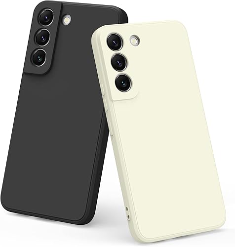 Paquete de 2 Funda para Samsung Galaxy S22, elegante funda protectora de cuerpo completo de silicona líquida delgada para Samsung Galaxy S22 5G de