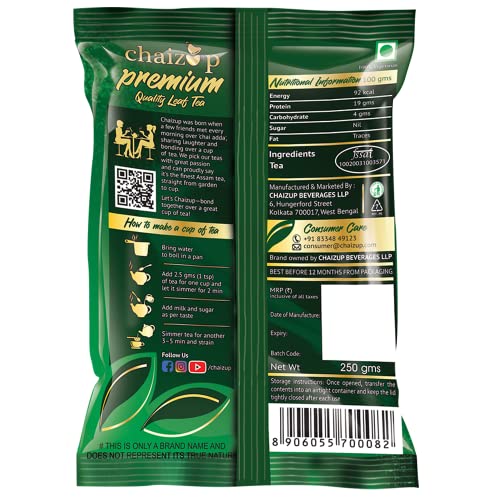 Image of Chaizup Premium CTC Tea - 250g | LooseTea | Loose Leaf Blend for Authentic Flavours & Perfect Brew | 250g